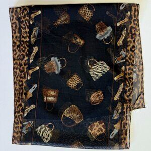 Vintage Christopher & Banks Scarf – Animal Print Handbag & Shoe Pattern Sheer Wr